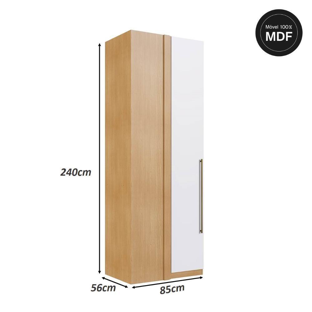 Miniatura Guarda Roupa De Canto Para Quarto 100% Mdf Com Cabideiro savana Com Branco Savana Com Branco