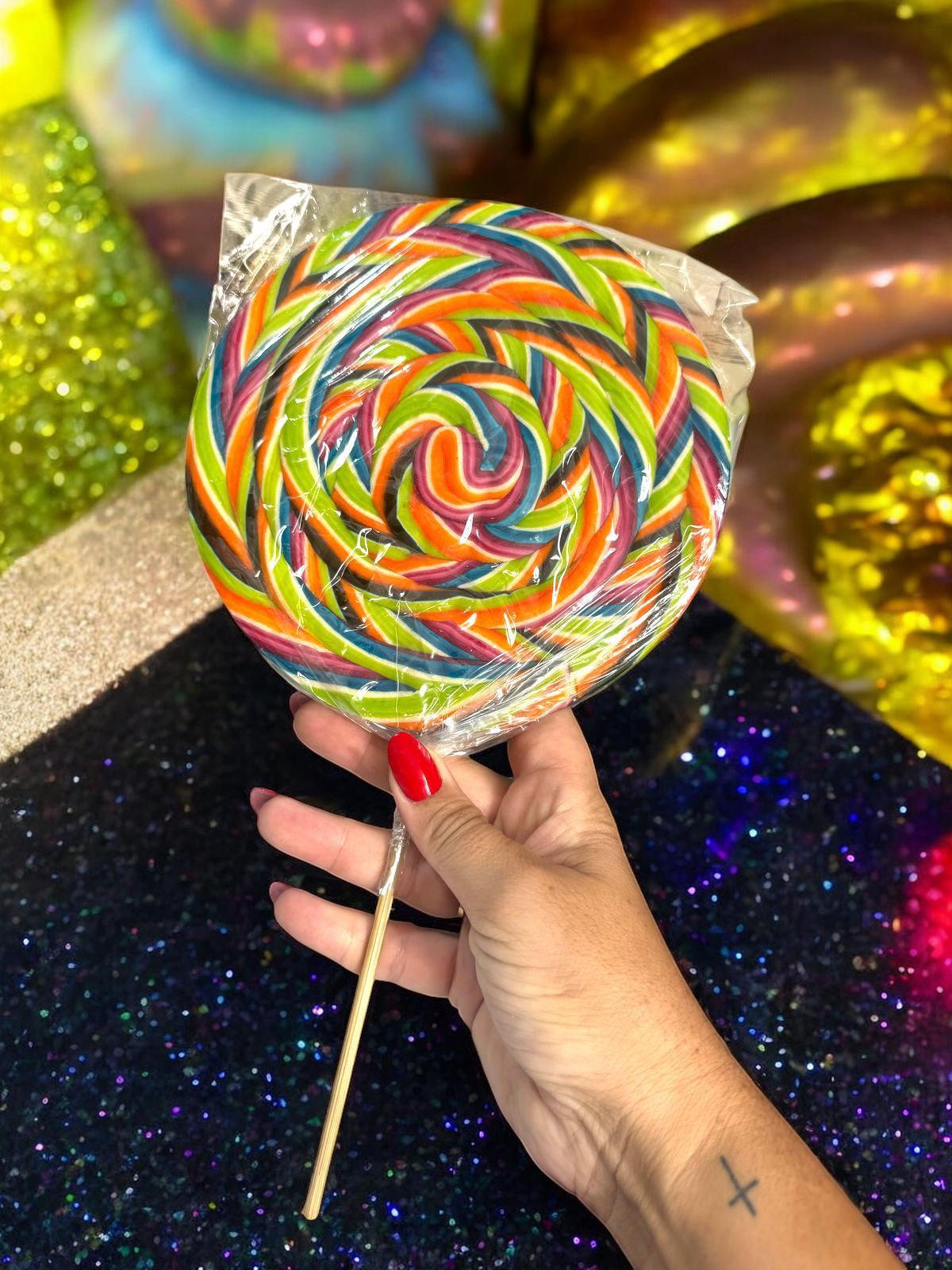 Kit 2 Pirulitos Gigantes 250 Gr Psicodélicos 16Cm Coloridos