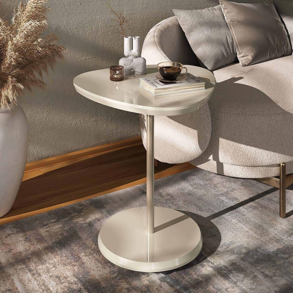 Miniatura Mesa De Apoio Lateral Oval Bel - 100% Mdf Off White