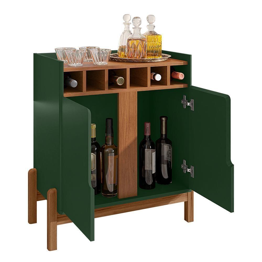 Miniatura Aparador Barzinho Lizz Com Adega 2 Portas Verde Oliva-cedro - Casa D Verde Oliva-cedro