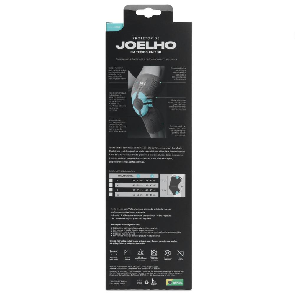 Miniatura Joelheira N1 Sport Pro com haste Lateral e Gel Cinza e Azul G