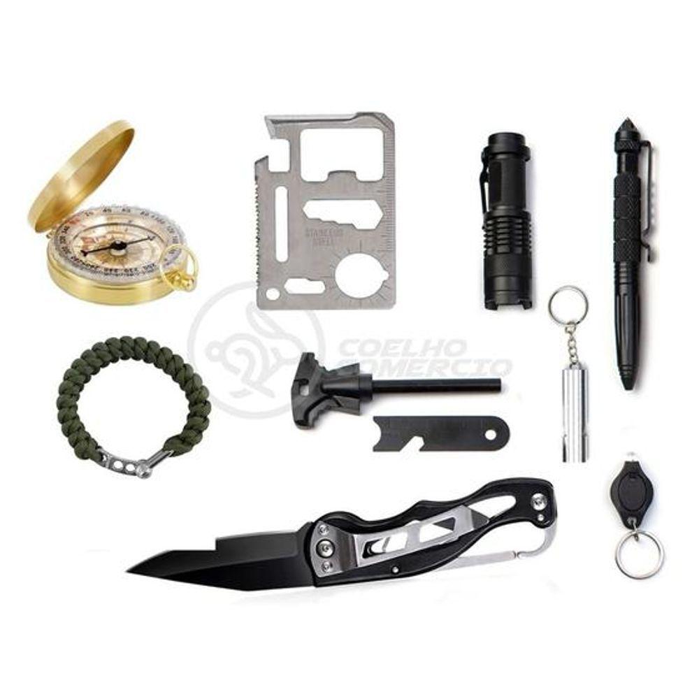 Miniatura Kit Camping De Sobrevivência Brillante Torcia Led Tz-1