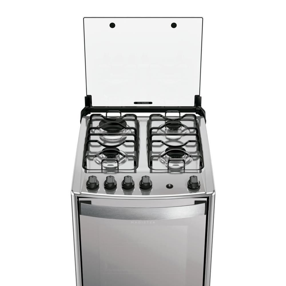 Miniatura Fogão 4 Bocas Espelhado Com Mesa Inox Dako Magister Inox Style Bivolt