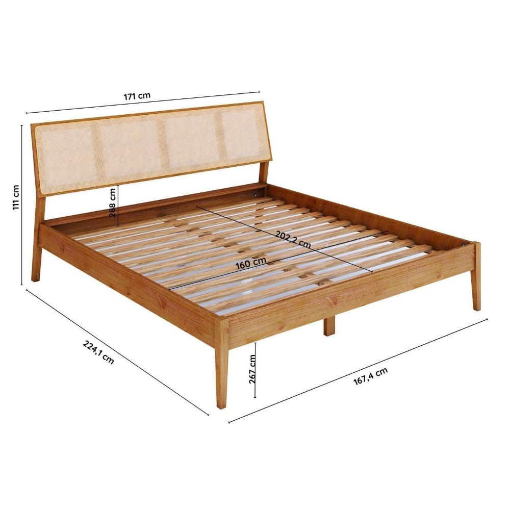 Miniatura Cama Queen com Madeira Maciça Viena Mel