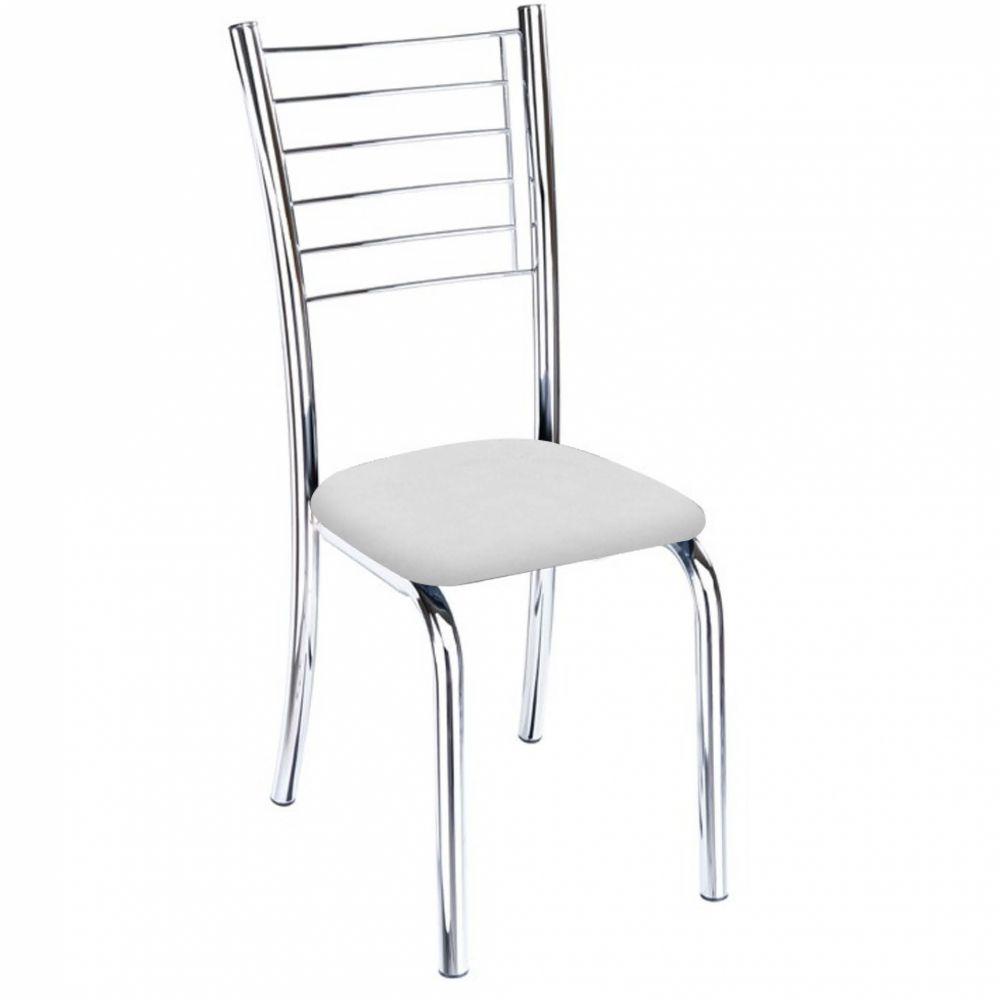 Miniatura Kit 4 Cadeiras Iara Cromada Para Cozinha Branco