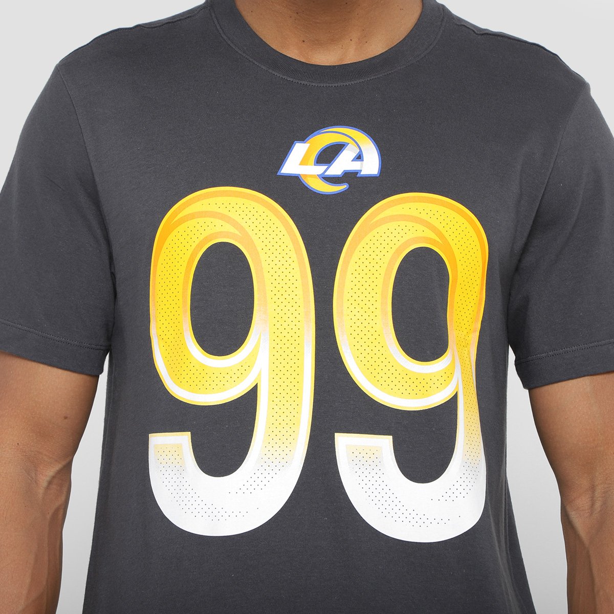 Miniatura Camiseta NFL Los Angeles Rams Aaron Donald n° 99 Masculina Cinza - GG