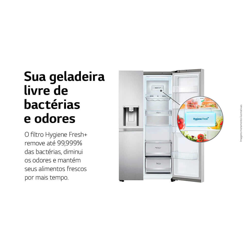 Miniatura Refrigerador Side by Side LG de 02 Portas Frost Free com 611 Litros UVnano Aço Escovado - GC-L257SLP 110