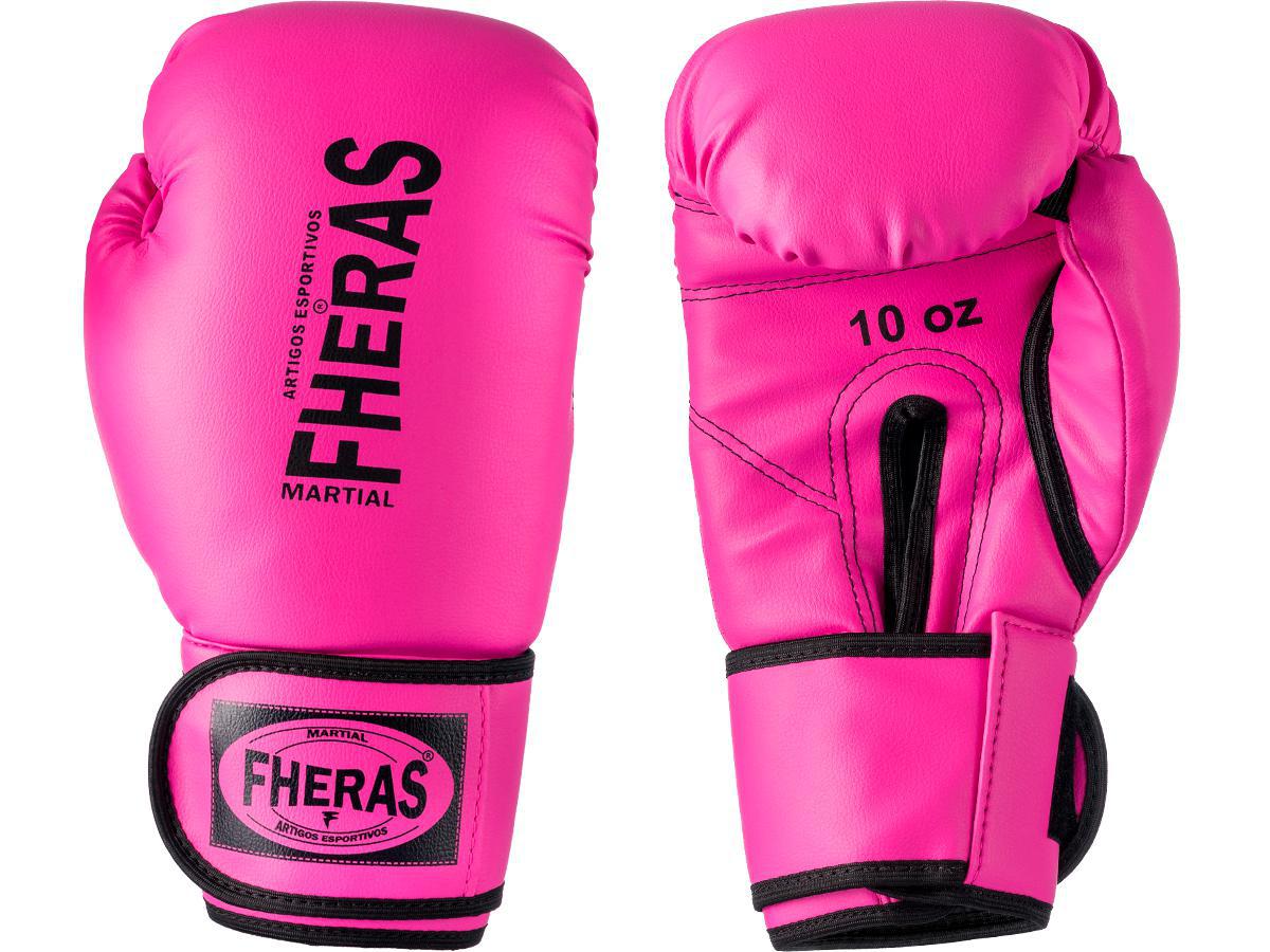 Miniatura Kit Luva De Boxe Muay Thai Mma Bandagem E Bucal Rosa 08Oz