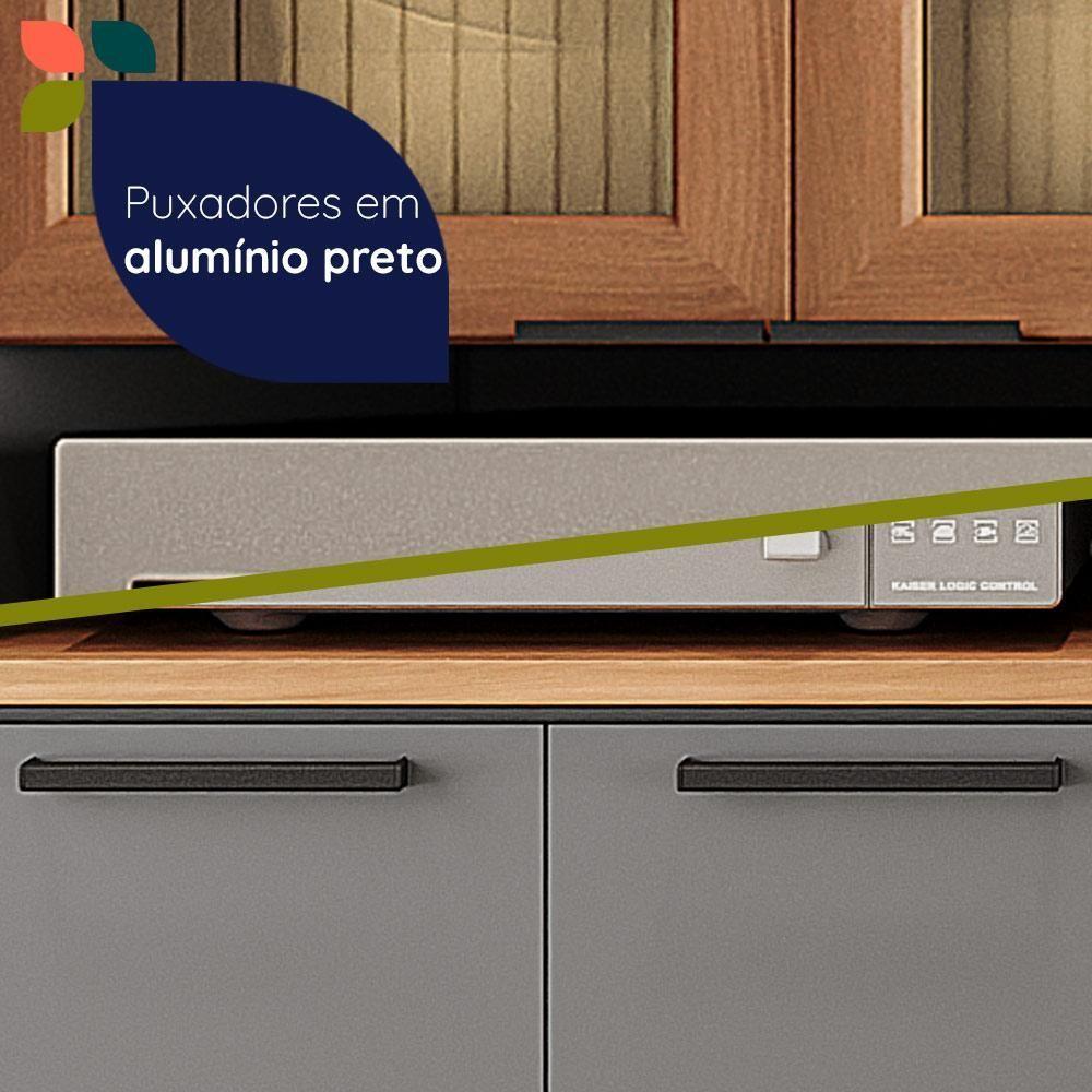 Paneleiro De Cozinha Castanha 700mm Para Micro 4 Portas Com Vidro Cinza freijó