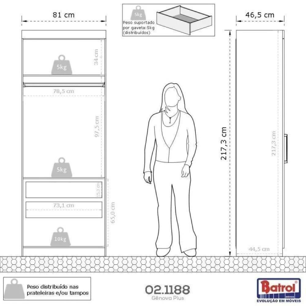 Conjunto para Quarto com Guarda Roupa Modular Gênova Plus Freijó Wood/Off-White
