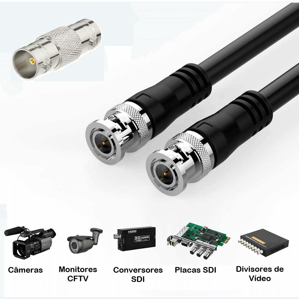 Cabo Coaxial Vídeo Sdi / Bnc 12G Uhd 4K 75 Ohm Adaptador