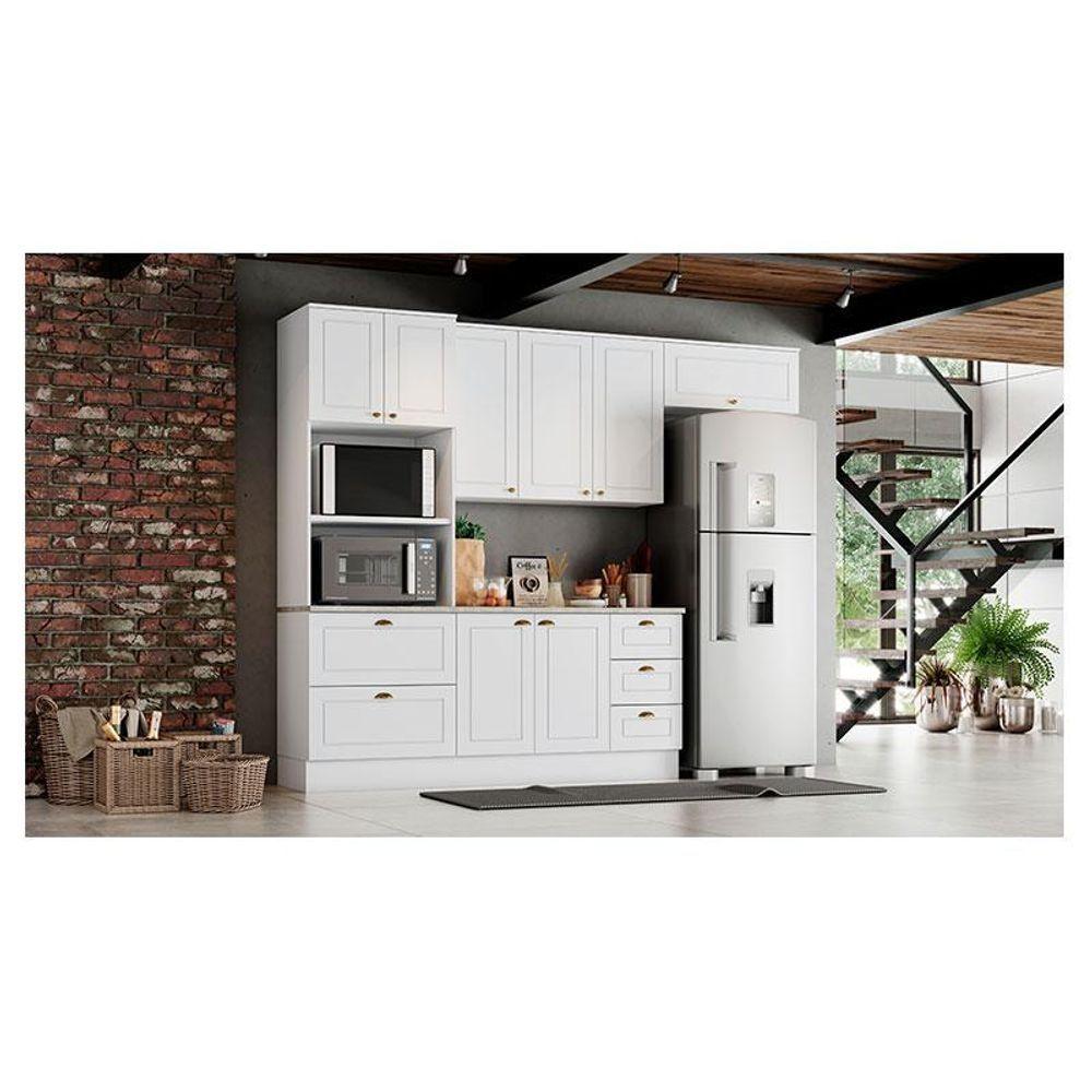 Miniatura Cozinha Modulada Nova York 4 Peças Branco Hp Com Tampo Calcare – Henn