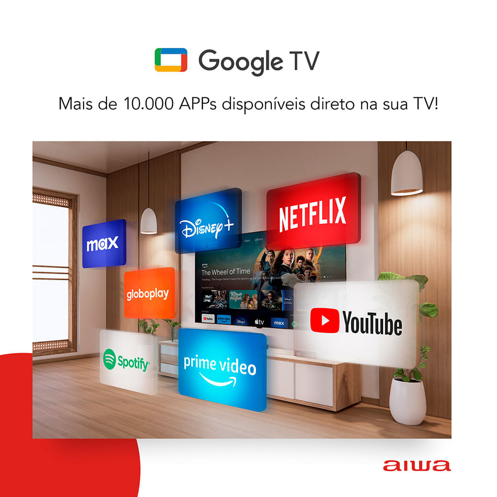 Smart TV AIWA 75” GOOGLE TV 4K Comando de voz Dolby Vision&Atmos BIV