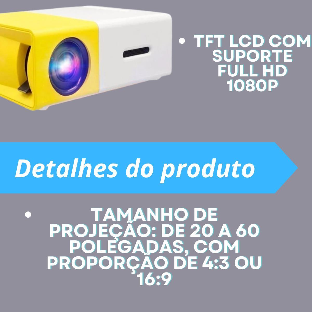 Miniatura Mini Projetor Led 1080P 600 Lúmens Portátil Yg-300 Lcd