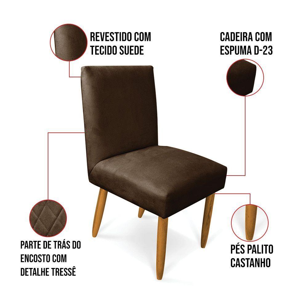 Miniatura Kit 2 Cadeiras De Jantar Carol Suede Marrom Pés Palito Castanho - D'rossi