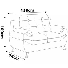 Conjunto Sofá 2 e 3 Lugares Linoforte Mercury Revestido em Tecido Suede Encosto Fixo Areia