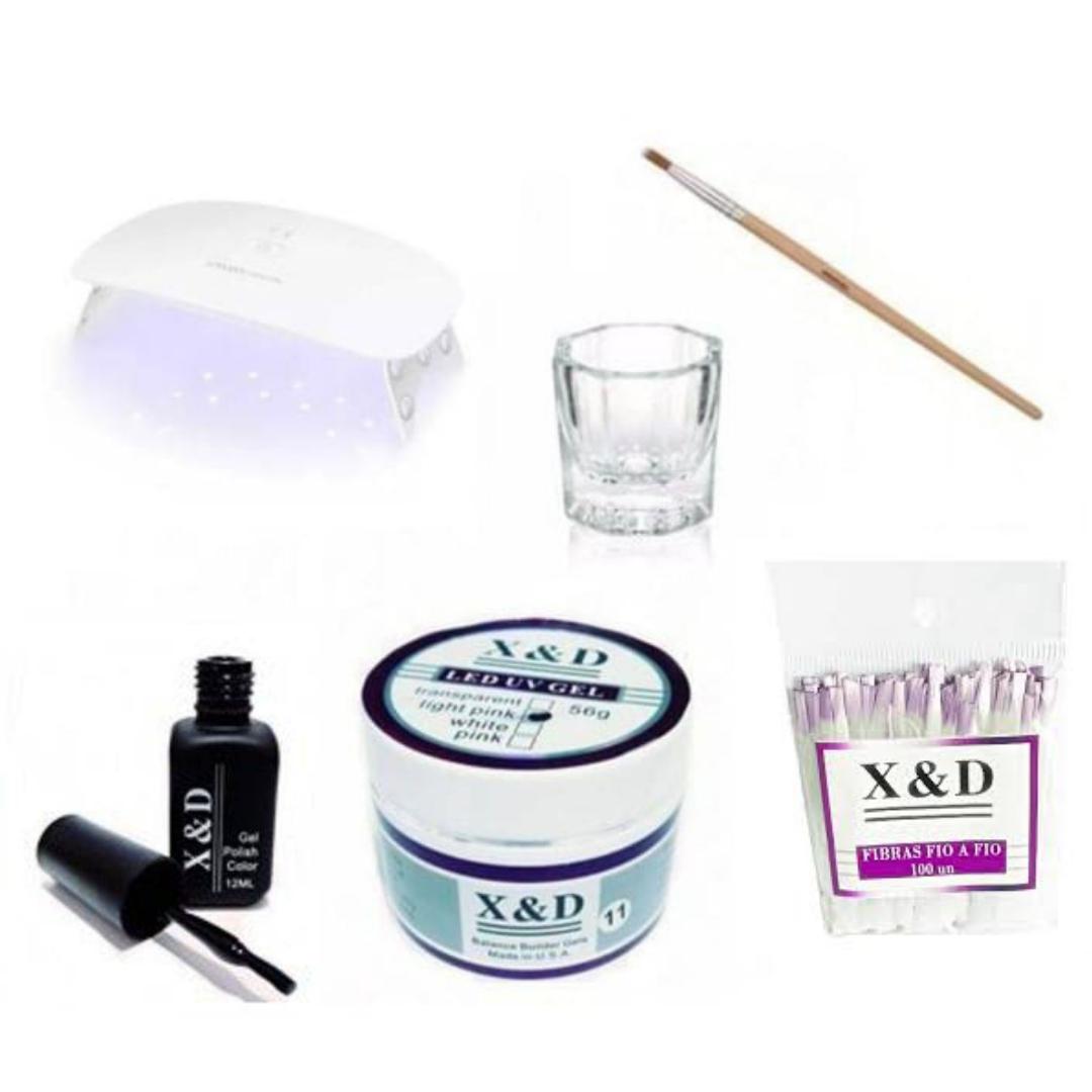 Miniatura Kit Manicure Profissional Unhas Xed Led Uv Completo