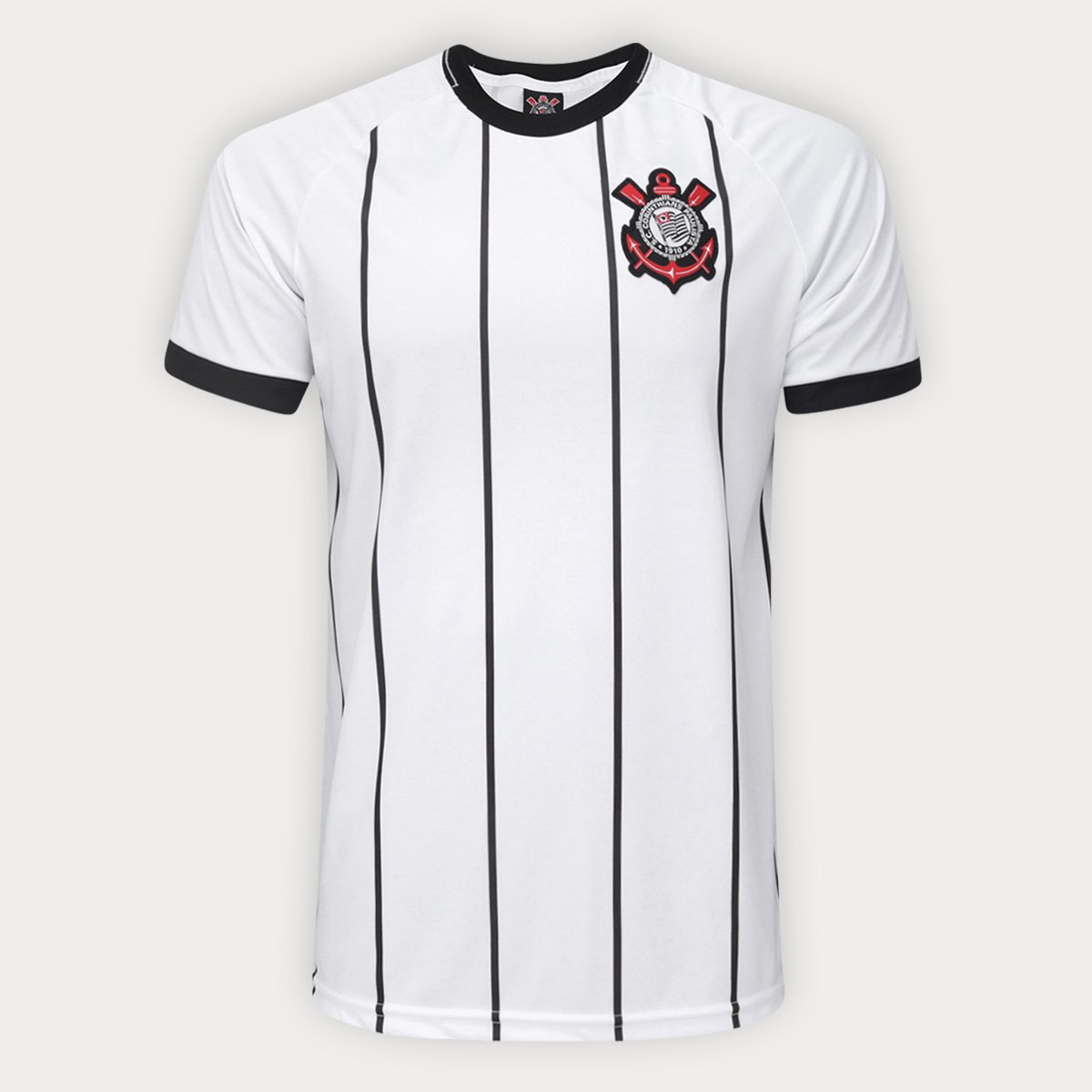 Miniatura Camisa Corinthians n° 9 Listra Preta Masculina Branco+Preto - G