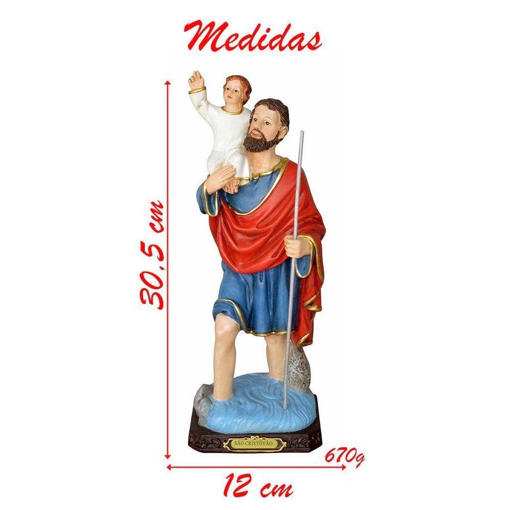 Miniatura Santo Imagem São Cristóvão Padroeiro Dos Caminhoneiros 30,5cm