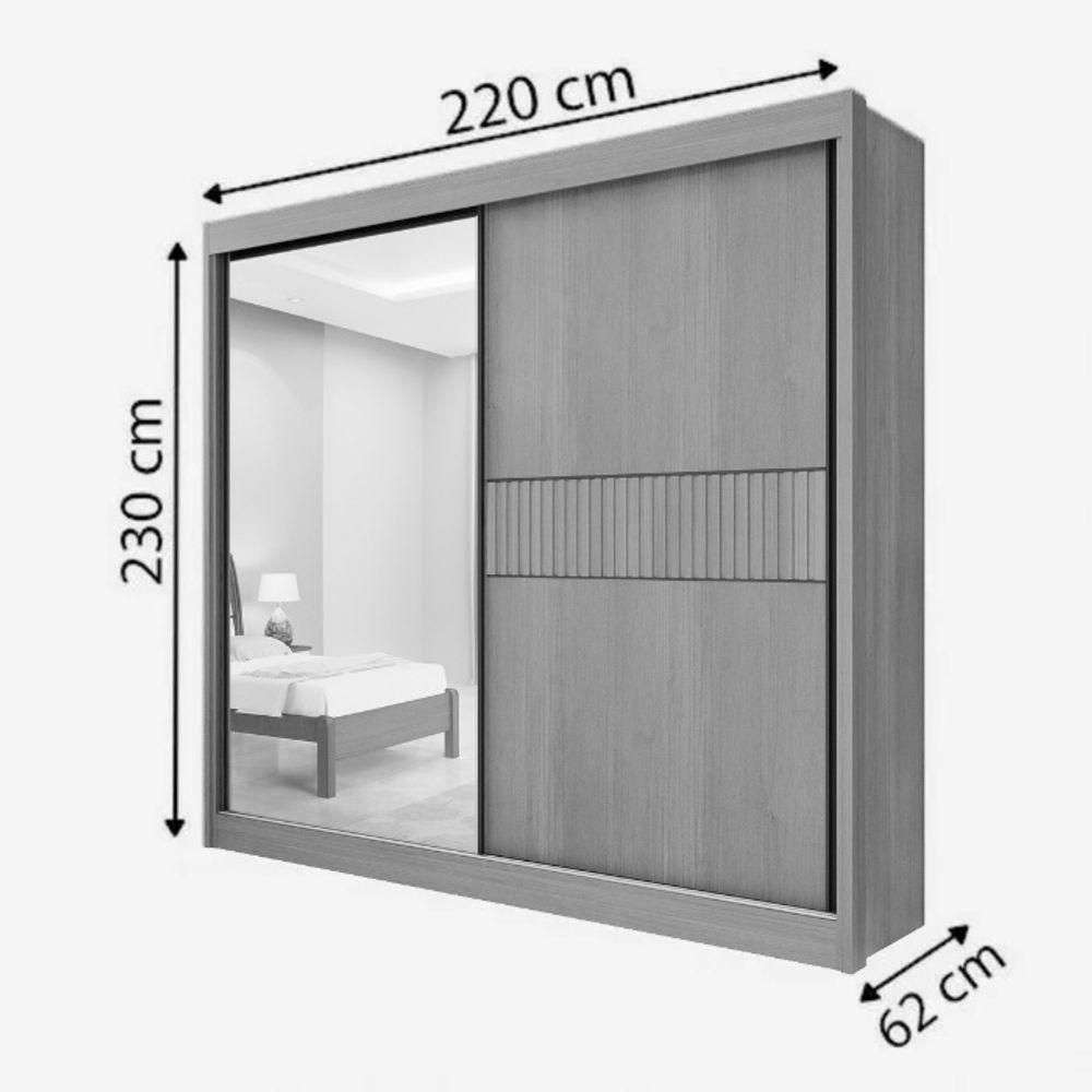 Miniatura Guarda Roupa Titanium Ripado 2 Portas 6 Gavetas Com Espelho Sem Pés D' Doro Castanho-off White-ripado