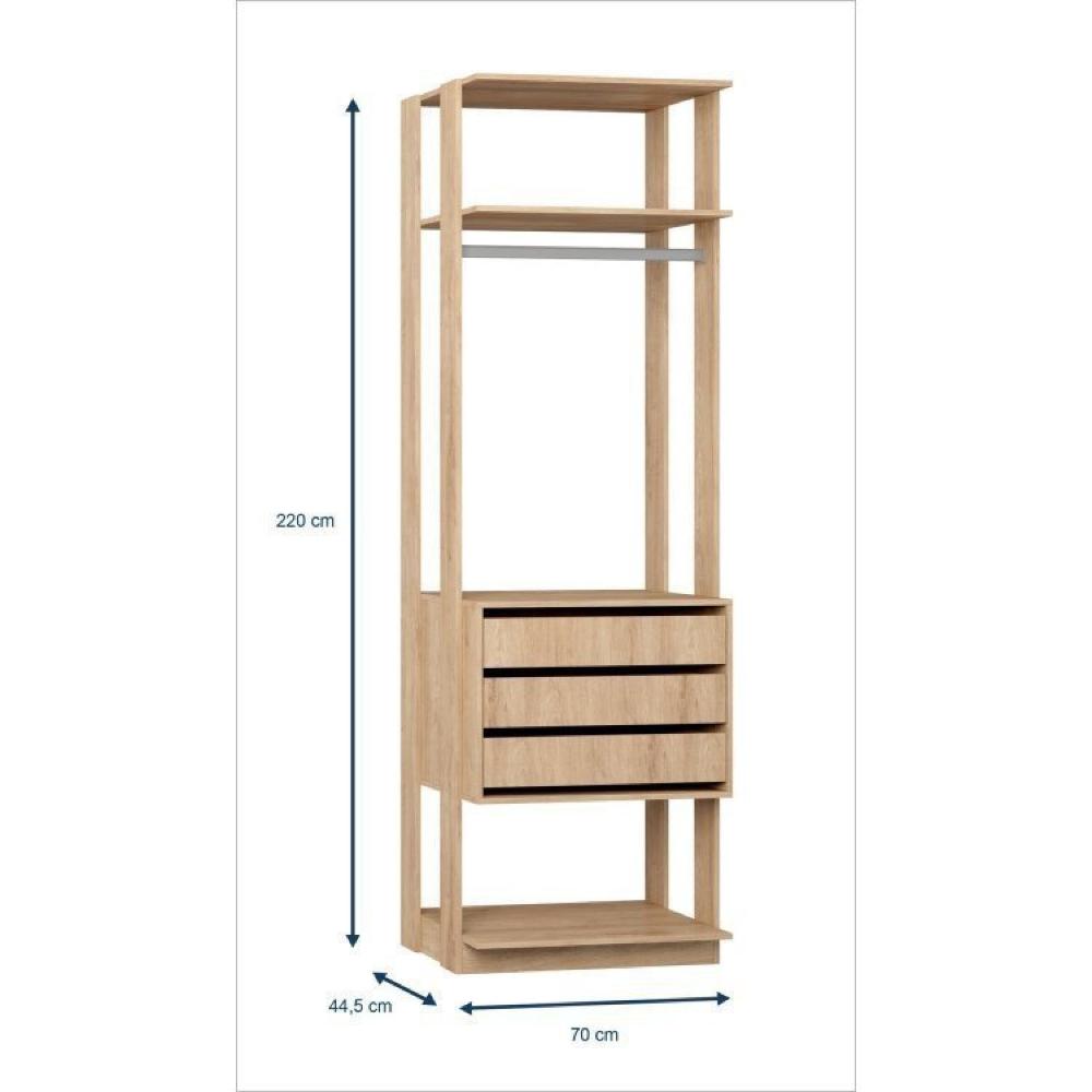 Guarda Roupa Closet 3 Gavetas 1 Cabideiro e Prateleiras Be Mobiliário Nature