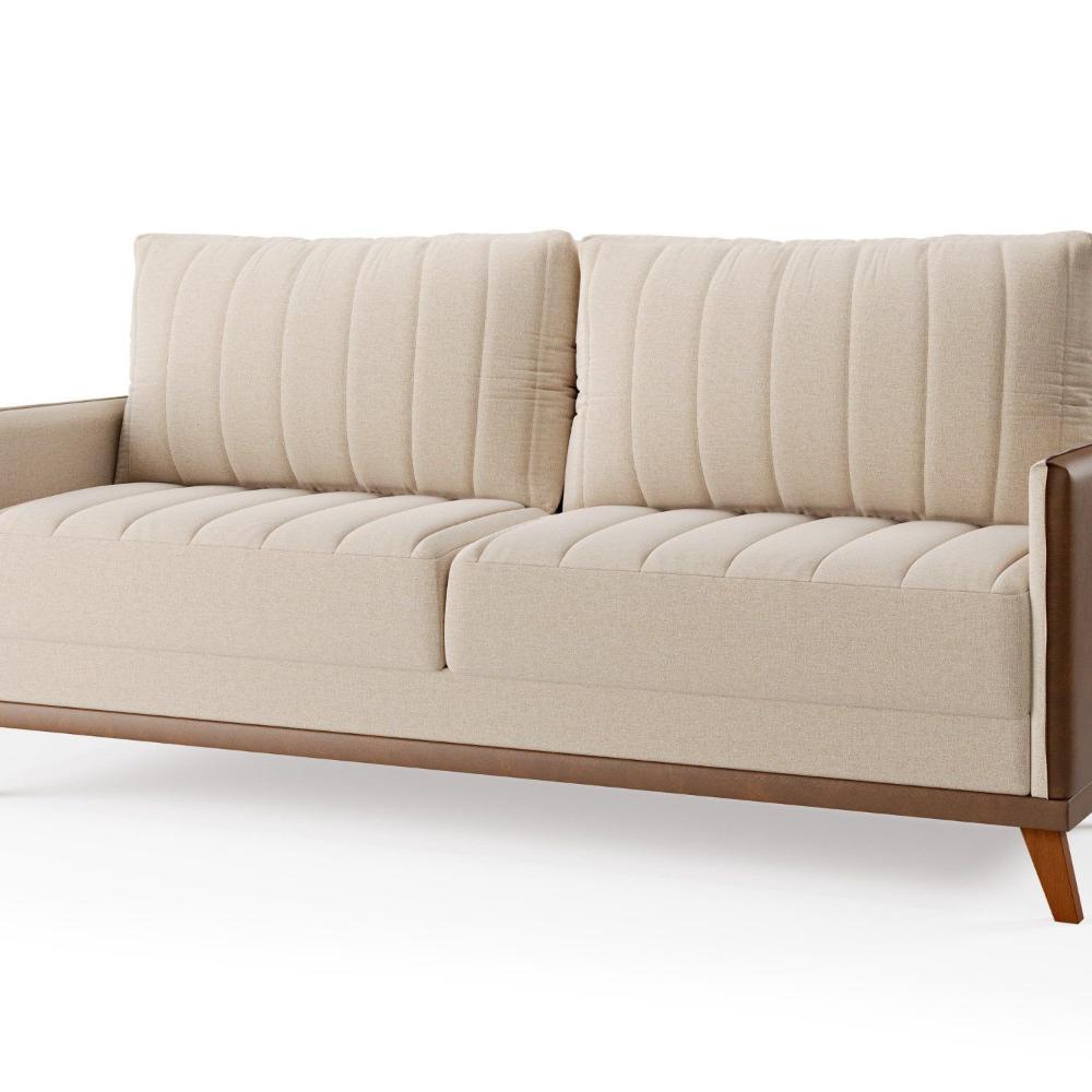 Miniatura Sofá Living 200cm 4 Lugares com Pés de Madeira Seletto Bronze