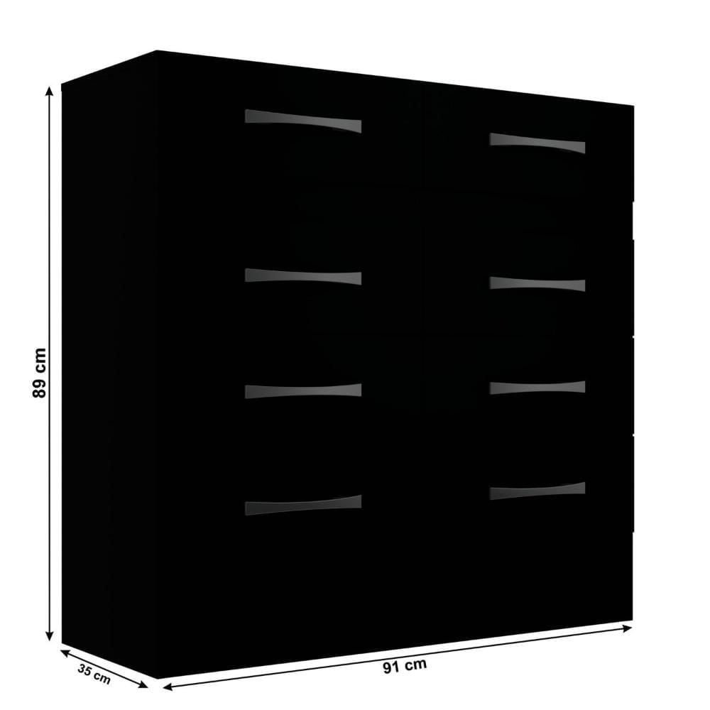 Miniatura Cômoda Roupeiro Grande 8 Gavetas Imperatriz Preto