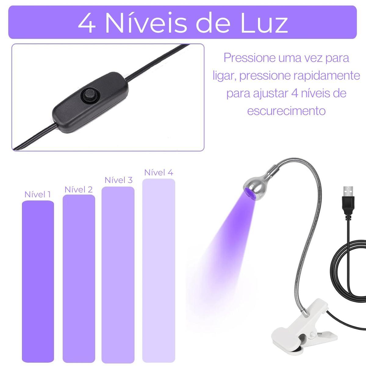 Miniatura Luz Led Uv Lanterna Mesa Com Garra Secagem Unhas Gel Cabine
