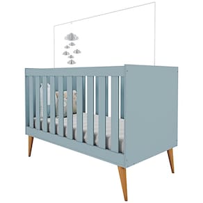 Miniatura Berço Mini Cama Móveis Estrela Ternura Azul Wood
