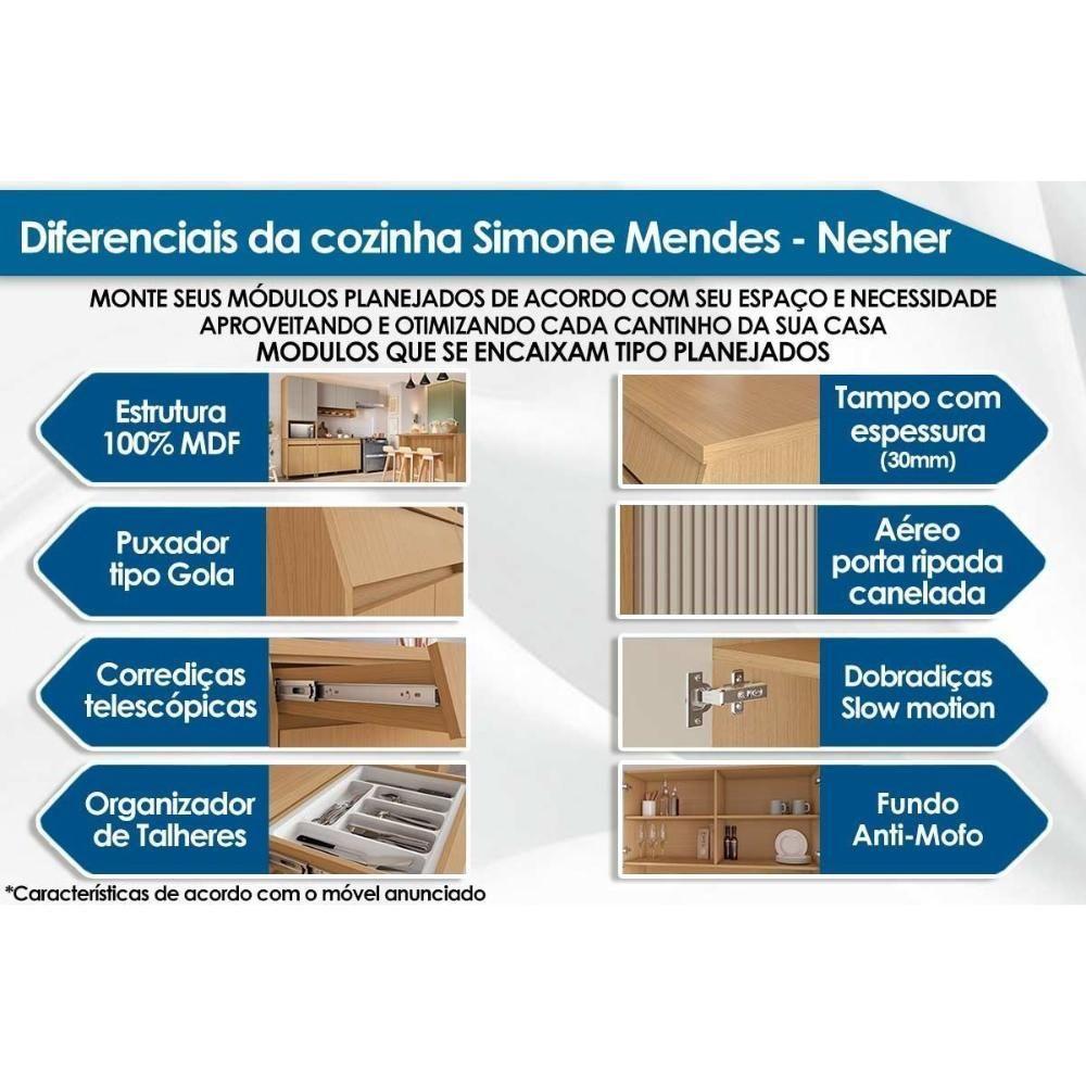 Miniatura Cozinha Completa Simone Mendes 5 Peças (2aéreos+2balcões+1paneleiro) C5p114 Carvalho-cinza - Nesher