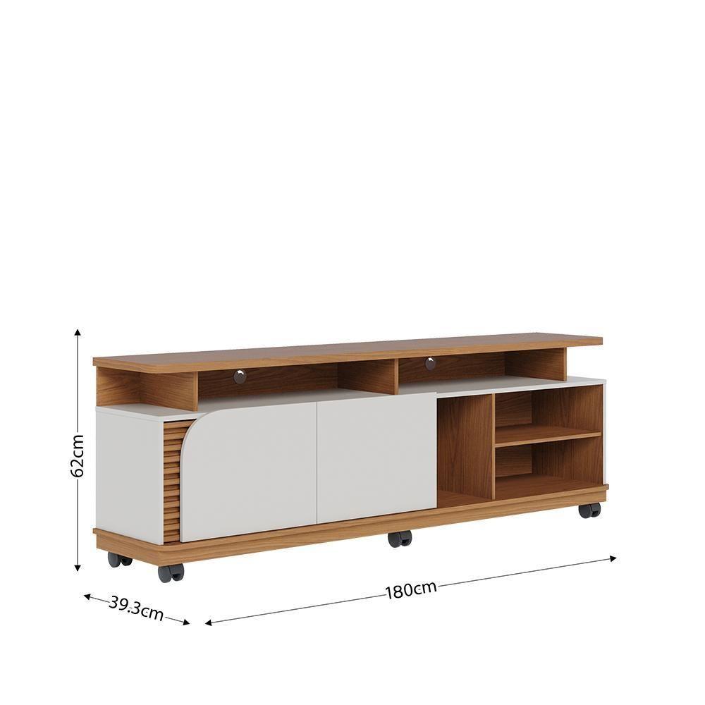 Miniatura Rack Bancada Jurerê 1.8 Freijó/off White Matte Para Tv Até 75” - Colibri Freijó/off White Matte