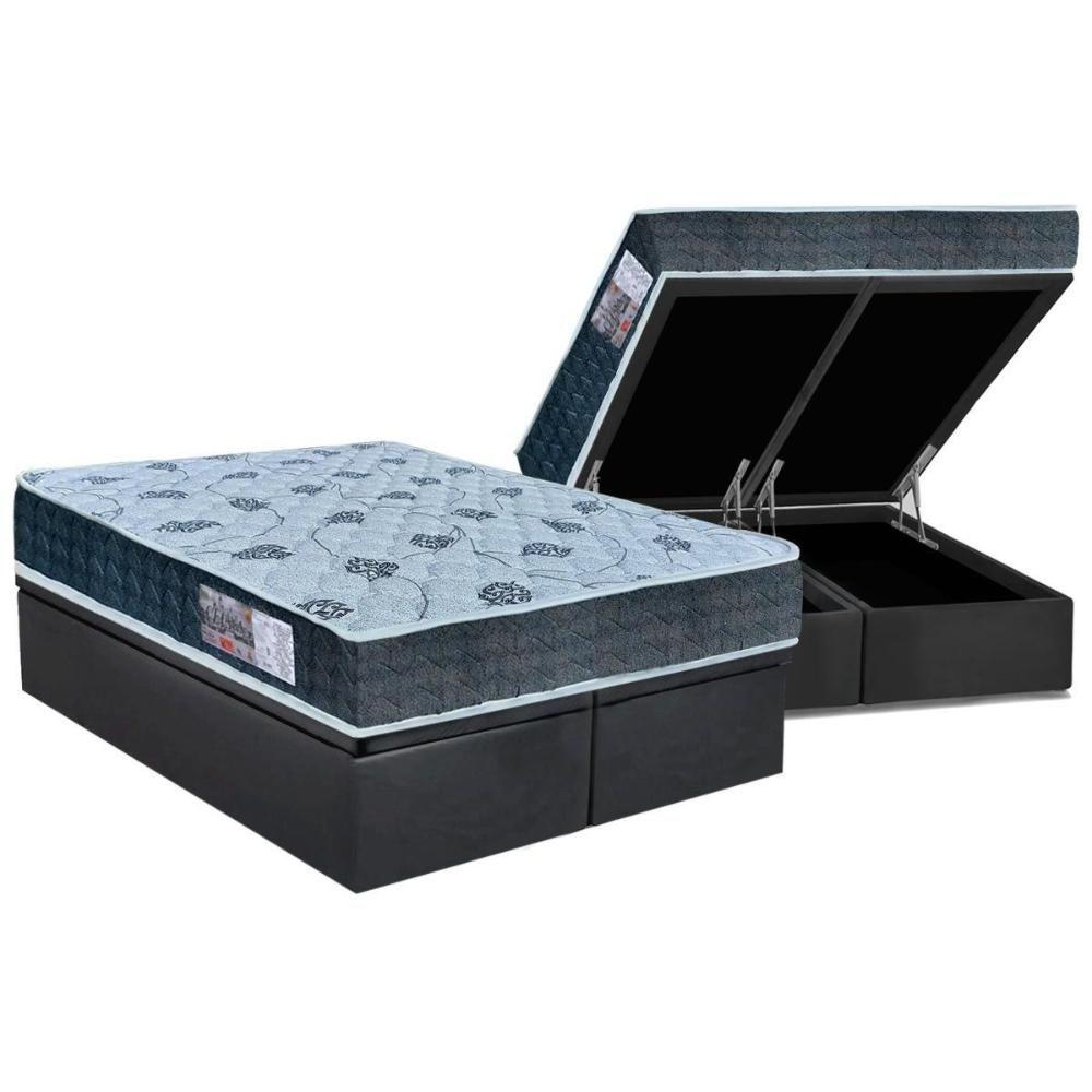 Miniatura Cama Box Baú Queen: Colchão Anatômico Orthoflex D45 / Ep Cecina + Base Crc Suede Gray(158X198)