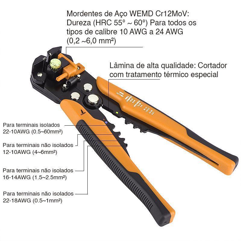 Miniatura Alicate Lorben Crimpador Corta Fios E Cabos 8 Polegadas