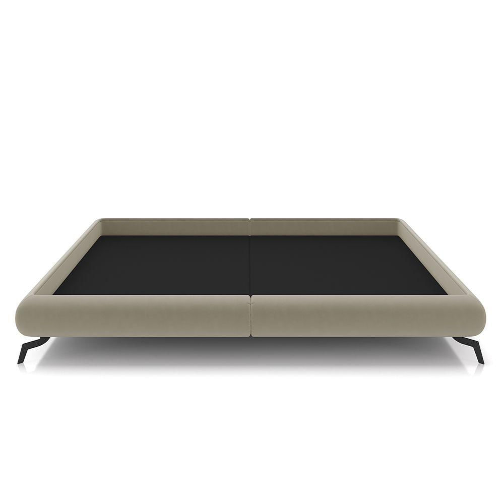 Miniatura Cama Queen Base Box 158x198cm Pés De Ferro Cold P02 Veludo Bege - Mpozenato
