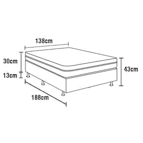 Miniatura Cama Box Conjugada Casal Ortobom Turin Spring com Ortopillow e Molas Nanolastic 43x138x188cm - Marrom/Bege