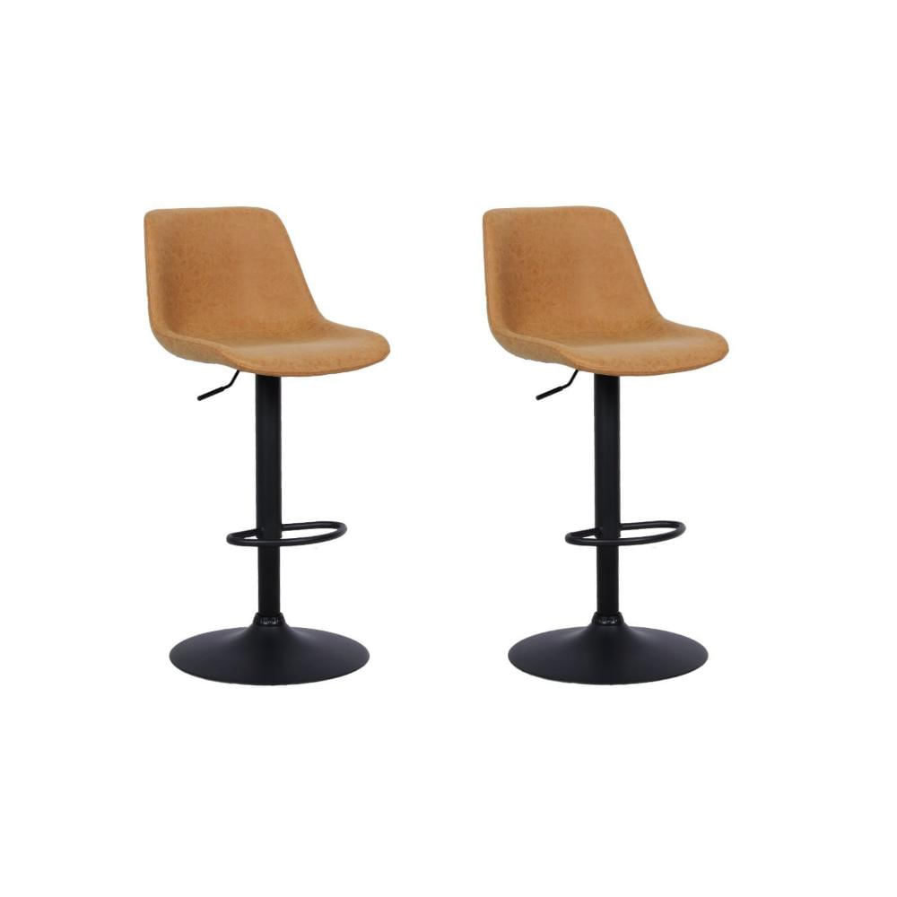 Miniatura Conjunto 2 Banquetas Gênova Base Disco Rivatti Móveis Caramelo