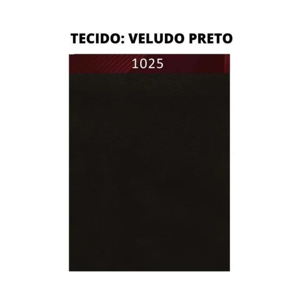 Miniatura Puff Thor Luxo Madeira Maciça Tecido Veludo Preto