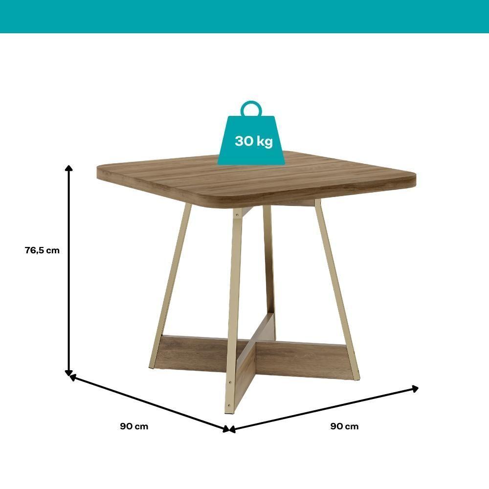 Conjunto Sala De Jantar 4 Cadeiras Charlotte Carraro Carvalho Dourado