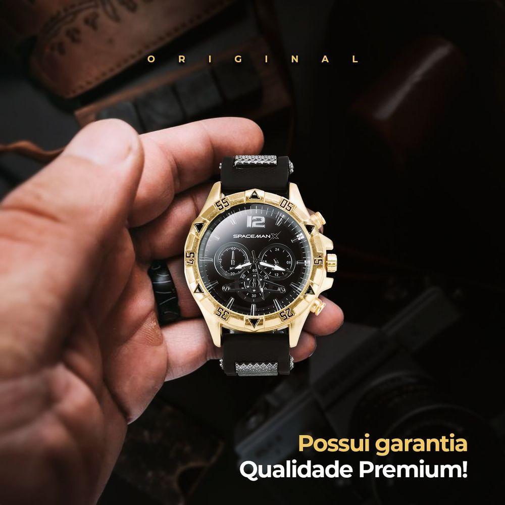 Miniatura Pulseira Relogio Masculino Banhado Aço Dourado Inoxidável