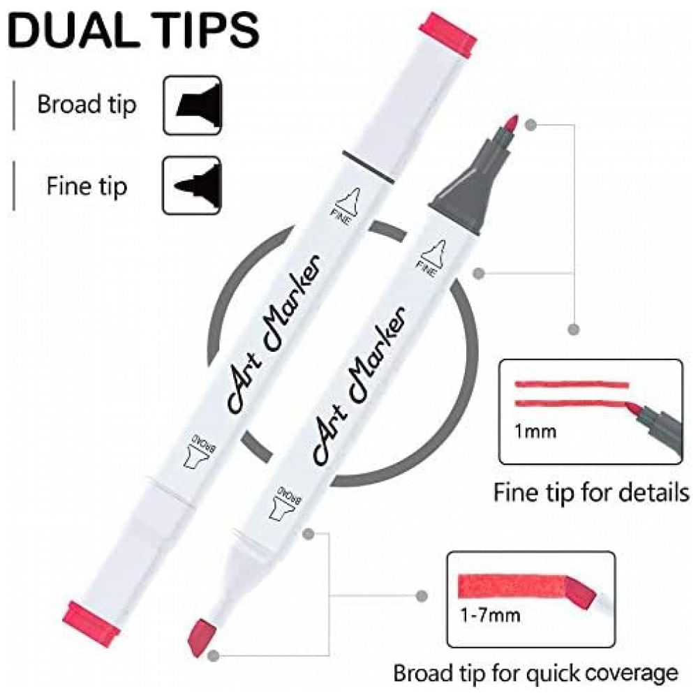 Miniatura Kit de Canetas Profissionais com Pontas Duplas e Estojo, 172 Peças, Lineon