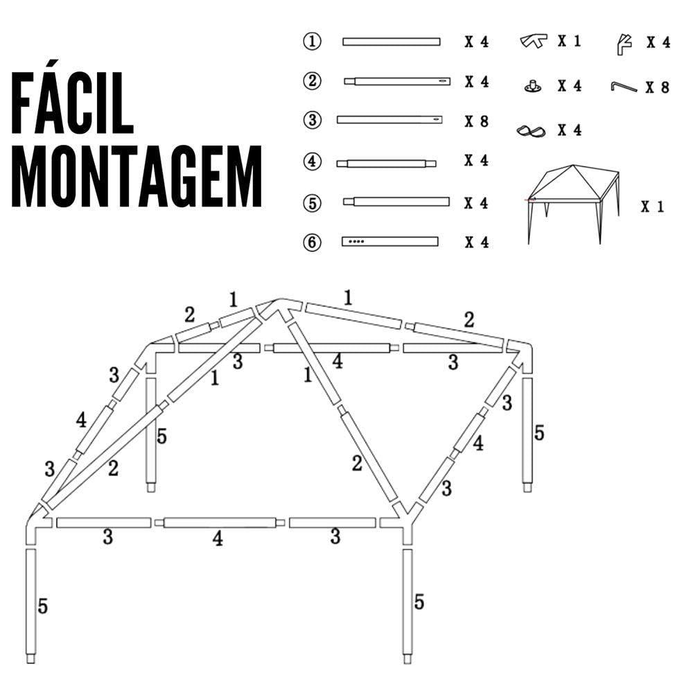 Miniatura Tenda Gazebo Montavel Base E Topo 3x3 Azul Importway