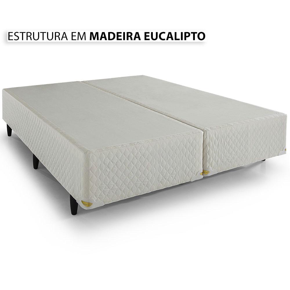 Miniatura Cama Box com Cabeceira Queen Herval Pallace Bambu em Molas Ensacadas, 71x158x198 cm