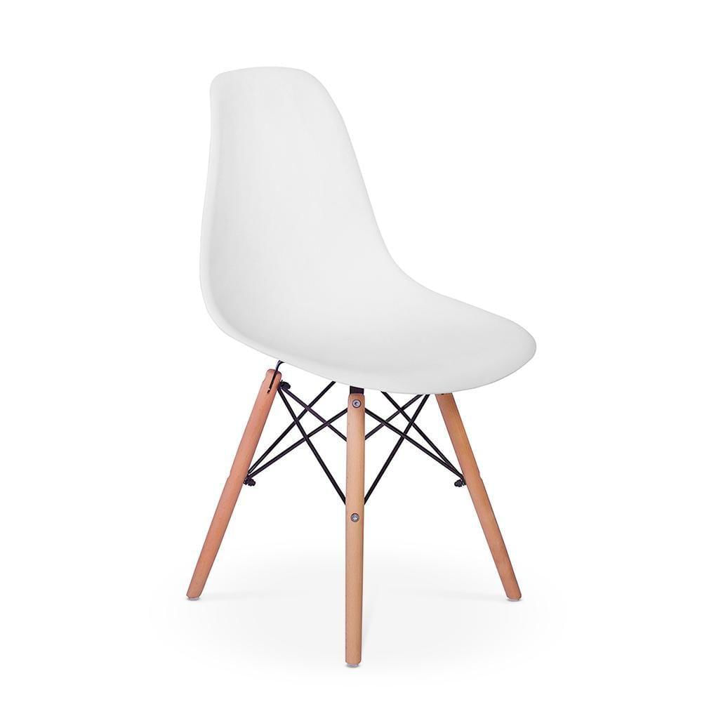 Miniatura Conjunto Mesa De Jantar Redonda Luana Amadeirada Branca 120cm Com 4 Cadeiras Eames Eiffel - Branco