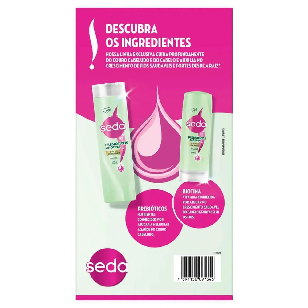 Miniatura Shampoo Seda 300ml+Condicionador 190ml Prebióticos+Biotina