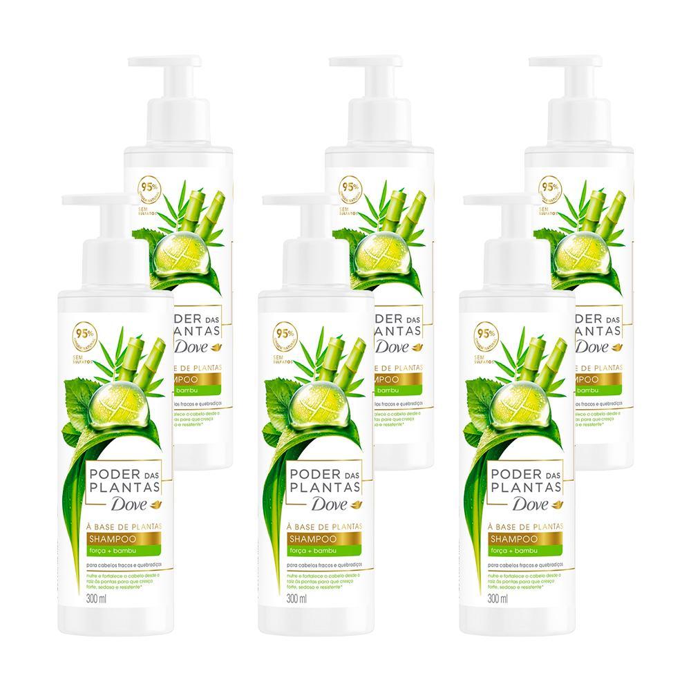 Miniatura Kit Com 6 Shampoo Dove Poder Plantas Purificação Força 300Ml