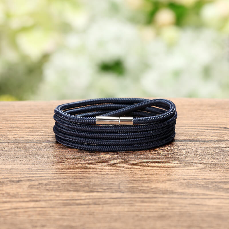 Miniatura Pulseira Masculina de Corda Azul de Fecho Niquelado