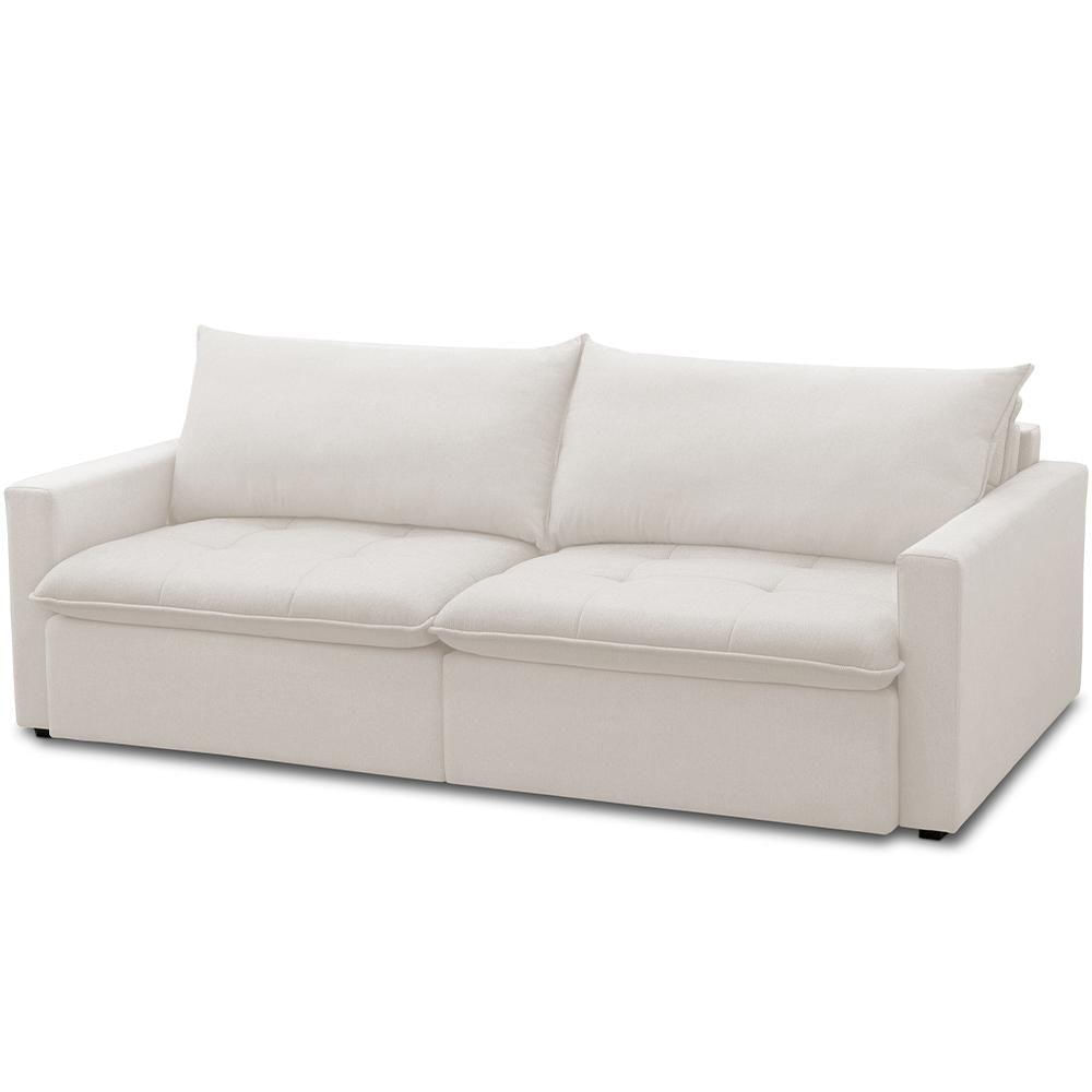 Miniatura Sofá Cama Retrátil Reclinável 208cm Lari F04 Bouclê Cru
