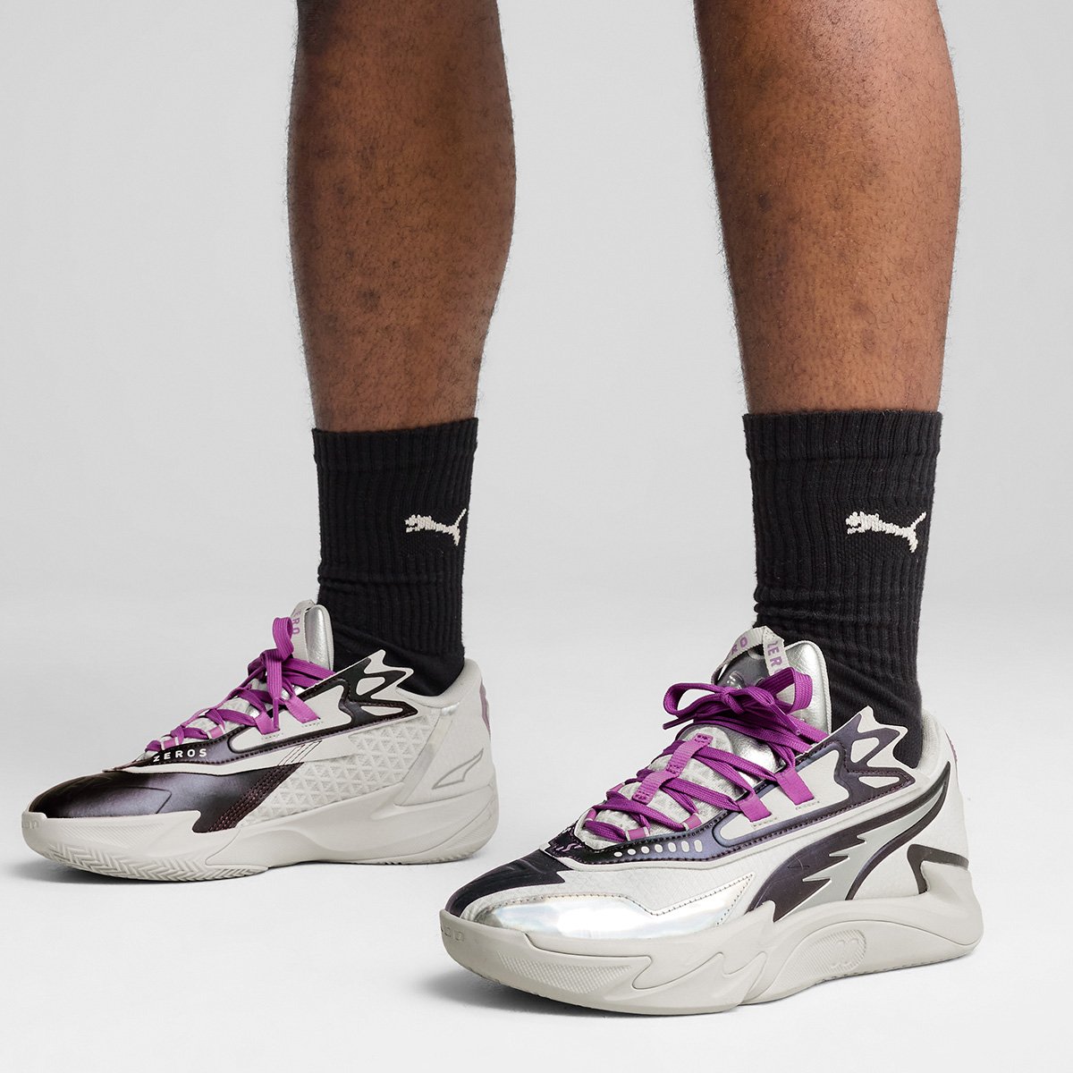 Miniatura Tenis Puma Scoot Zeros II Sterling Cinza+Roxo - 39