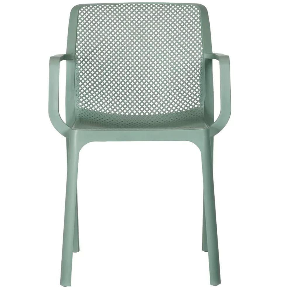 Miniatura Kit 4 Cadeiras Com Braços Empilhavel Inmetro Sardenha Vega Fratini Polipropileno Verde Aloe