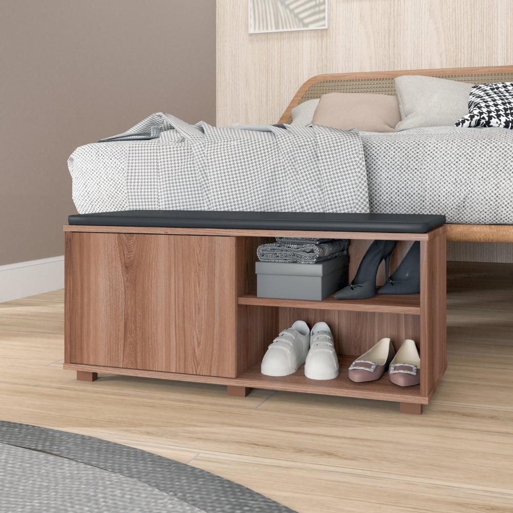 Miniatura Sapateira Estofada 1 Porta BRV Móveis Castanho/Estofado Preto